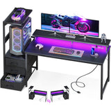 AODK 59 Inch Gaming Desk with USB Charging Ports & LED Light- Reversible Computer Desk