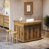 Tribesigns Bar Cabinet, L-Shaped Home Bar Table with Stemware Racks, 4-Tier Corner Bar Unit Liquor Wine Bar Table Reception Desk for Home Pub, Rustic Brown