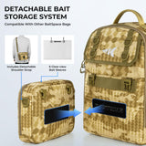 KastKing BaitSpace Fishing Tackle Bag, Water-resistant Tackle Storage with 2 Black Camo Tackle Boxes & Detachable Soft Bait Binder, Adjustable Backpack for Bank, Wading, & Boat Fishing