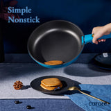 CAROTE 21pcs Pots and Pans Set, Nonstick Cookware Set Detachable Handle, Induction Kitchen Cookware Sets Non Stick with Removable Handle, RV Cookware Set, Peacock Blue
