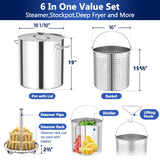ARC 84-QT Large Stainless Steel Stockpot for Seafood Boiler Crawfish Pot with Basket and Steamer Rack, Outdoor Cooking Pot for Crab Lobster Shrimp Boiling, and Tamales Steamer,20 Gal