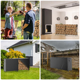 organizelink 8ft Firewood Rack Outdoor with Cover, Heavy Duty Square Metal Wood Storage Log Holder Stacker, Indoor/Outdoor Use
