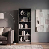 Tuhome Home 71" Tall Standard Bookcase with 5 Open Storage Shelves, Closed Back, Freestanding Living Room, Office or Bedroom Storage (Model M3), Silver Oak/Wenge