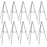 66" High Showroom Black Aluminum Display Easel and Presentation Stand (Pack of 10) - Large Adjustable Height U.S. Art Supply