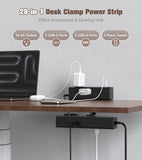 Dual Layer Desk Clamp Power Strip, 24 AC Outlets & 65W USB-C, 6FT Cord
