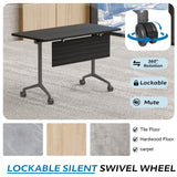 Rolling Folding Conference Table, Modular 61.0IN Pack of 4 Dark Grey-A for Office, School, Classroom, Library, Meeting, Seminar