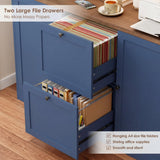 72'' Tall File Bookcase with Power Outlet & Printer Stand, 2 Filing Drawers