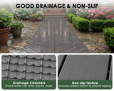 Mapleyard 216 PCS Plastic Interlocking Deck Patio Tiles - 12" x 12" Anti-Slip Waterproof Outdoor Flooring, Balcony Floor Decking for Poolside & Backyard, All Weather Use, Grey, Diagonal