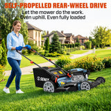 SENIX Gas Lawn Mower, 22" Self Propelled Gas Powered Lawnmower with 170cc OHV 4-Cycle Engine, 3-in-1 Walk-Behind Push Lawn Mower, 6-Position Height Adjustment