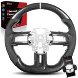 TESFEEL Real 3K Carbon Fiber Steering Wheel for Ford Mustang 2015-2017