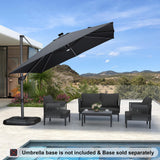 PURPLE LEAF Cantilever Patio Umbrella 10' x 10' with Solar LED Light, Grey