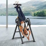 VEVOR Inversion Table, 300lbs Capacity Heavy Duty Inversion Table, Decompression Back Stretcher Machine, Strength Training Equipment with Headrest, Ankle Lock, Adjustable Protective Belt, Orange/Black