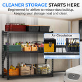 SereneLife Heavy Duty 3-Tier Metal Garage Shelving | 24" x 77" x 72" Extra Wide Adjustable Storage Utility | Freestanding Bulk Storage Rack | Open Wire Mesh Design | 2000 lbs. Capacity