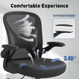 Keratee Ergonomic Office Chair Set of 10, Mesh Fabric Home Office Chairs with Adjustable Lumbar Support, 360° Swivel, and Flip-Up Armrests, Black