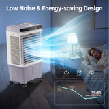 AKIRES 1800CFM Swamp Cooler,3-IN-1 Evaporative Air Cooler with 5.3 Gal Water Tank,6 Ice Packs,Evaporative Cooler with 12H Timer,2 Modes,3 Speeds,120°Oscillation，Cooling Fan for Indoor,Outdoor(31IN)