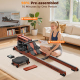 YOSUDA Water Rowing Machines for Home Use-Foldable Wooden Rower Machine 400LBS Weight Capacity with Dedicated Monitor & Bluetooth APP, Comfortable Seat (CLASSIC-22L Tank)
