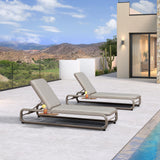 PURPLE LEAF Outdoor Patio Chaise Lounge Chairs with Thick Cushion Champagne