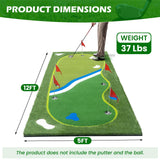 Kaoshan Golf Putting Green Mat - 5FT×10FT/5FT×12FT Putting Green Indoor, Professional Golf Putting Mat with Realistic Turf, Golf Simulators for Home, Multi Holes & Flags for Outdoor Golf Practice