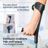 Forearm Crutches for Adults,Open Cuff,Handle with Light Reflector,Foldable and Height-Adjustable Elbow Crutches,High Density Sturdy Aluminum,A Pair, Black