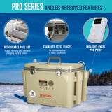 ENGEL 13 Quart Live Bait Cooler PRO for Fishing - Portable Minnow and Bait Bucket with Lithium-Ion Rechargeable Aerator - Tan (13Qt)
