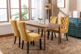 MOOLSUN Velvet Dining Chairs Set of 4, High Back Side Chairs, Modern Padded High-End Tufted Upholstered Chairs with Button-Tufted Back & Rear Pull Tabs, Solid Wood Legs E-Gold(Solid Wood Legs)