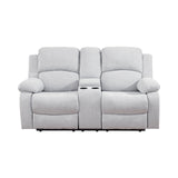 MOOLSUN Living Room Furniture Set Corduroy Recliner Compartments and Cup Holders Reclining for Home Theater/Office（A-Grey White Microfiber,Loveseat）