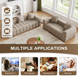 2 Pcs Modern Boneless Sofa for Living Room, Cloud Sectional,Light Brown
