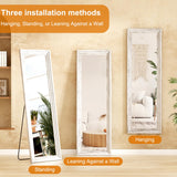 ZHUNFA Full Length Mirror,71x32 Inch Full Length Mirror Wall Mounted,Vertical Hanging,Leaning Standing for Bedroom,Living Room,Rectangular Wooden Frame,Wood White Color.