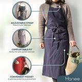 HANEE Kitchen Apron for Women, Men (Dark Gray) Linen Cooking Aprons with pocket