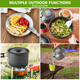 MEETSUN Camping Cookware Set - 37 PCs, Large Size Hanging Pot with Camping Pots and Pans, Camp Cooking Set for 6 People, Mess Kit with Cups, Dishes, Forks, Spoons, Knives for Outdoor Picnic