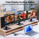 Laptop Docking Station 3 Monitors, USB C Dock 4K@60Hz with 2 HDMI,DP