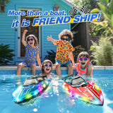 JOI MEW RC Boat for Kids with LED Lights, 2.4Ghz Remote Control Racing Boats for Ages 8-12,Toy Water Boat for Pools & Lakes with Waterproof,Rechargeable Battery, for Boys Girls Blue