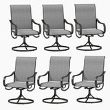 PHI VILLA Swivel Patio Dining Chairs Set of 6, Textilene Mesh Fabric, Grey