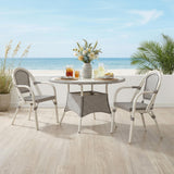 PURPLE LEAF Patio French Bistro Armchairs Set of 2, White Finish, Deep Blue
