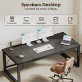 63 Inch Large Computer Desk, 1" Thick Heavy Duty Industrial Office Desk