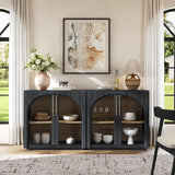 MorganBrig Sideboard Cabinet with Glass Doors, 94.5'' W Display Cabinet