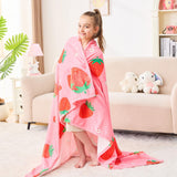 Wajade Kids Pink Strawberry Throw Blanket for Girls Teens Women Soft Fuzzy Flannel Bed Blanket for Kids Adults Plush Christmas Birthday Gifts 50”x60”