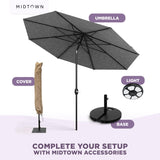 Midtown Umbrellas - The Lean 8 Ft Patio Umbrella with Fade-Resistant Sunbrella Fabric, Auto-Tilt Aluminum Frame and 8 Reinforced Ribs for Deck, Pool & Garden - Cast Slate Canopy, Black Pole