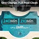 Pleco Pro Cordless Robotic Pool Cleaner, Smart Navigation, 210–240 Min Runtime, Wall Climbing & Waterline Cleaning, Up to 2691 Sq.Ft, Dual-Layer Filtration for Inground Pools(Obsidian White)
