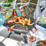 Sungmor Compact Cast Iron Charcoal Grill - Tabletop BBQ Grill with Adjustable Grate & Wooden Handles, 12” x 7” Ideal for 1-3 People - Portable Heavy-Duty Grill for Camping, Balcony & Small Spaces