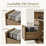 Perledesign 2 Drawer File Cabinet with Lock, Natural Oak