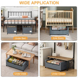 Webetop 12 inch Under the Bed Storage Bins with Clear Lid, Under Bed Storage Containers with Wheels for Underneath Small Spaces Dorms, Blankets (2 Pack, Grey, 30.7"x17.3"x12")