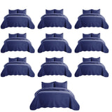 MOONLIGHT20015 8 Pack Quilt King Size Bedding (106" x 96") - Bulk Wholesale for Hotels, Guest Bedroom & Airbnbs - Lightweight Microfiber Reversible Embossed Quilts Bedspread (Navy)