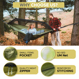 Sunyear Camping Hammock Tent - Portable Hammocks with Mosquito Net (Single/Double, 500lbs Capacity) - Spacious & Anti-Rollover Design with 2 Tree Straps for Hiking, Backpacking, Indoor/Outdoor Use
