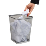 Mind Reader Mesh Trash Can, Square Wastebasket for Office or Home, 5 Gallon Capacity, Metal Mesh, Set of 2, Silver