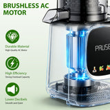 Pukomc Cold Press Juicer with Smart Display and Brushless Motor, 5.3'' Wide Mouth Feed Chute, 300W High Power Slow Masticating Juicer, Whole Vegetables & Fruits Juicing, Easy to Use and Clean