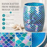 Escenzy Mermaid Bathroom Trash Can, Handmade Mosaic Glass 1.3 Gal / 5L | Decorative Waste Basket for Bathroom, Bedroom, Office | Luxury Mermaid Bathroom Decor | Coastal Home Decor Gift