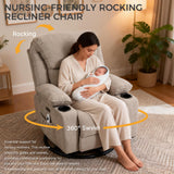BRTHORY Electric Power Recliner, Nursery Rocking Chair with Glider & Swivel