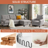 Chireca 3 Piece Convertible Sectional Sofa Set, Modern Linen Fabric Small Couch with Movable Storage Ottoman & Chaise, 4-Seat Sofa Couches for Living Room, Home Office, Apartment, Light Grey