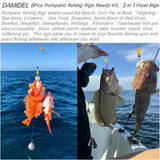 6Pcs Pompano Fishing Rigs Ready Kit，3 in 1 Float Rigs with Triple 3/0 Circle Hook for Surf Fishing DAMIDEL